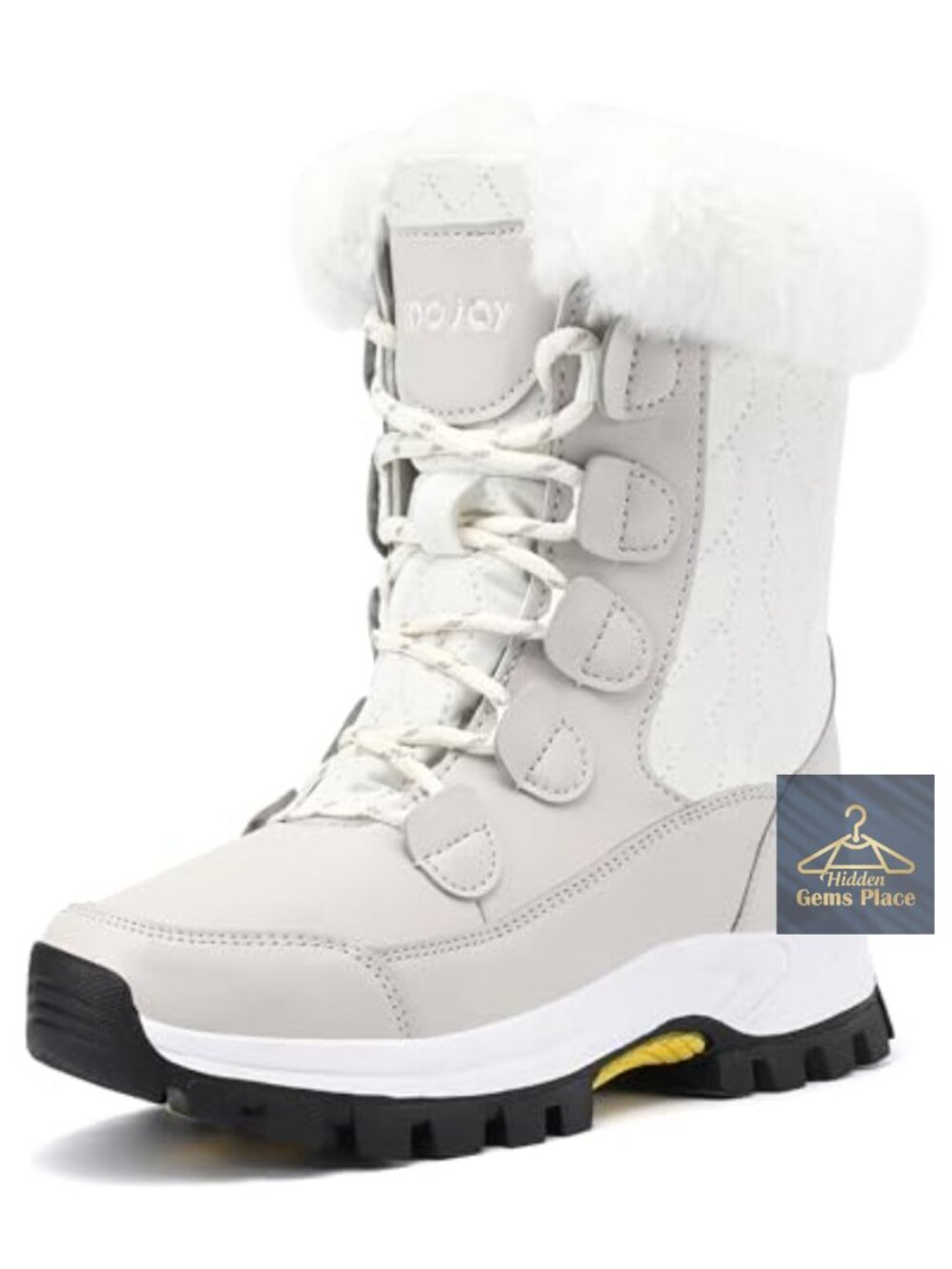 Women's Waterproof Winter Snow Boots Faux Fur Lined Mid Calf Lace Up
